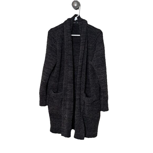 Barefoot Dreams Cozy Chic Long Cardigan Black Gray Brown Size L Duster Sweater - Picture 1 of 9